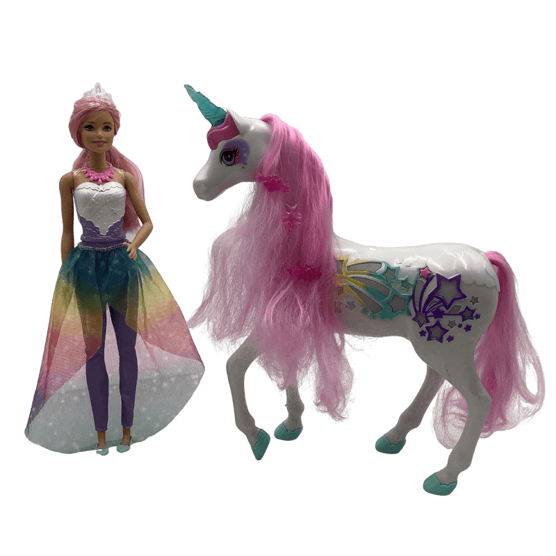 Poupée Barbie Dreamtopia et licorne arc-en-ciel sonore et lumineuse