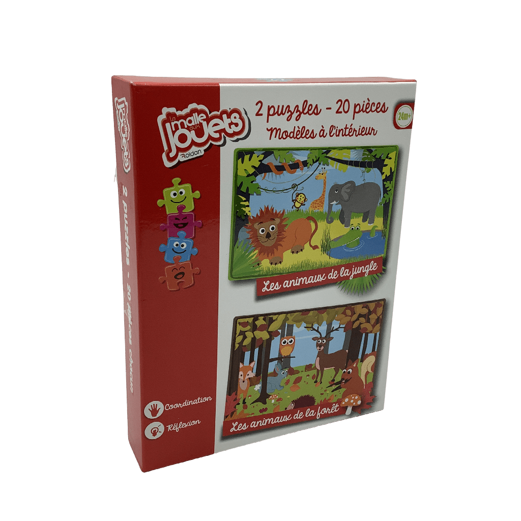 2 Puzzles de 20 pièces - Animaux de la jungle/Animaux de la forêt - KIDIBAM