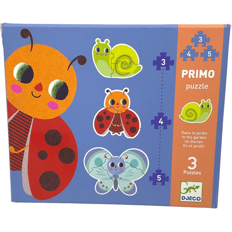 3 Puzzles de 3, 4 et 5 pièces Primo Dans le jardin - KIDIBAM