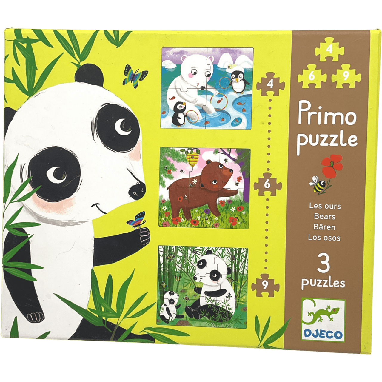 3 Puzzles de 4, 6 et 9 pièces Primo Les Ours - KIDIBAM