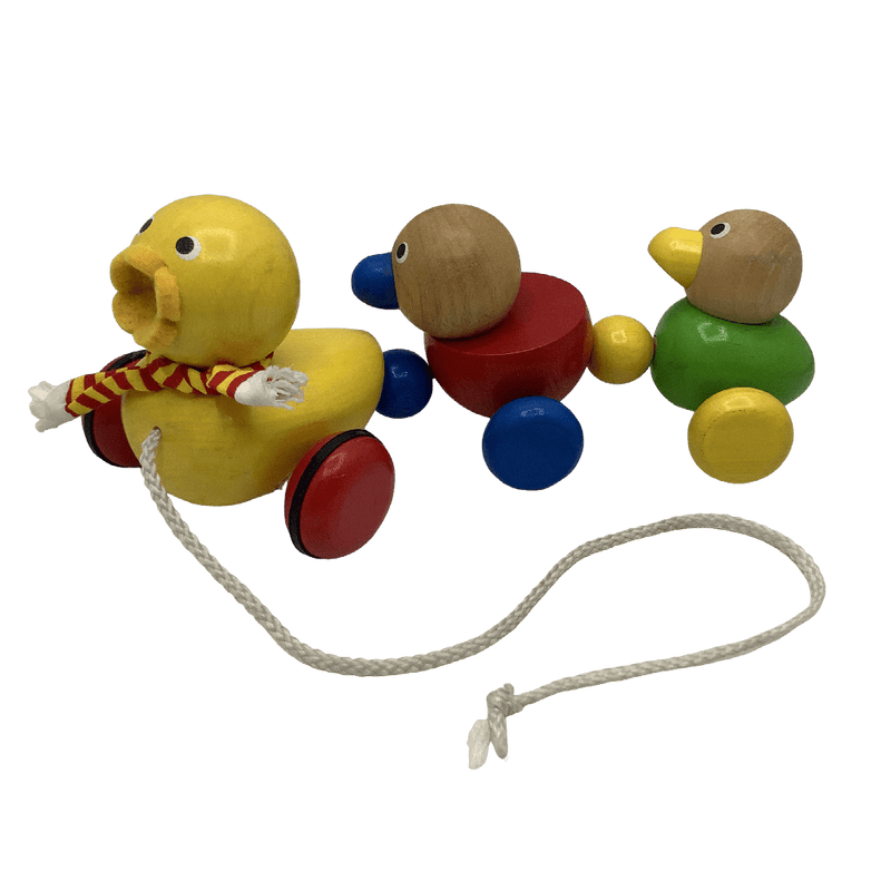 Famille de canards en bois à tirer 26cm