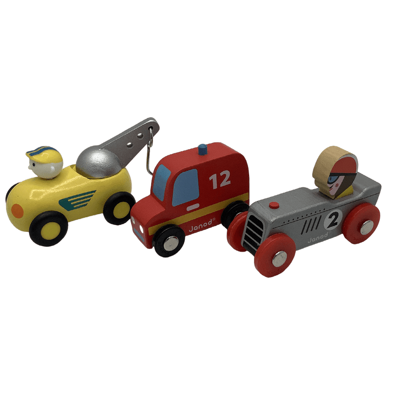 Lot de 3 véhicules en bois 8cm