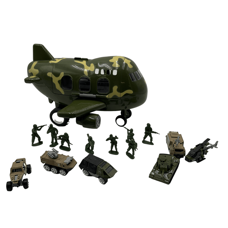 Avion de transport militaire à friction et figurines de combat - KIDIBAM