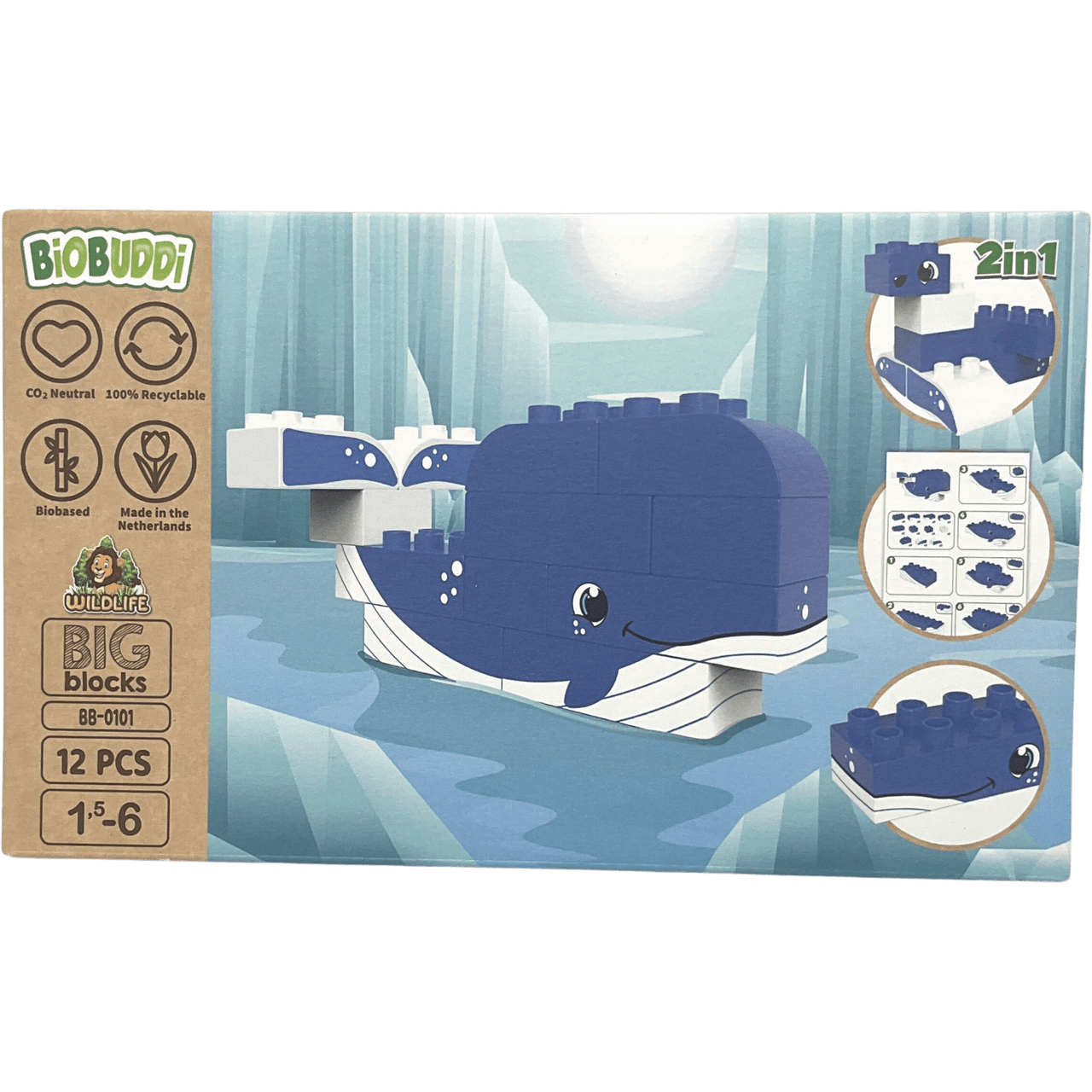 Baleine 12 pièces (compatible Duplo) - KIDIBAM