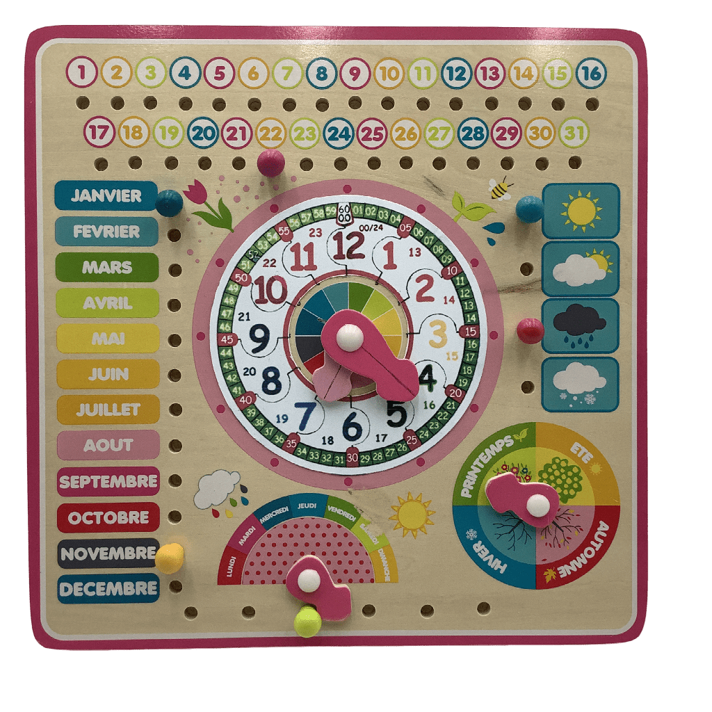 Calendrier et horloge éducatif en bois - KIDIBAM