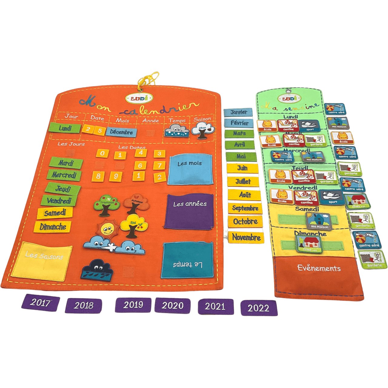 Calendrier et semainier en tissu - KIDIBAM