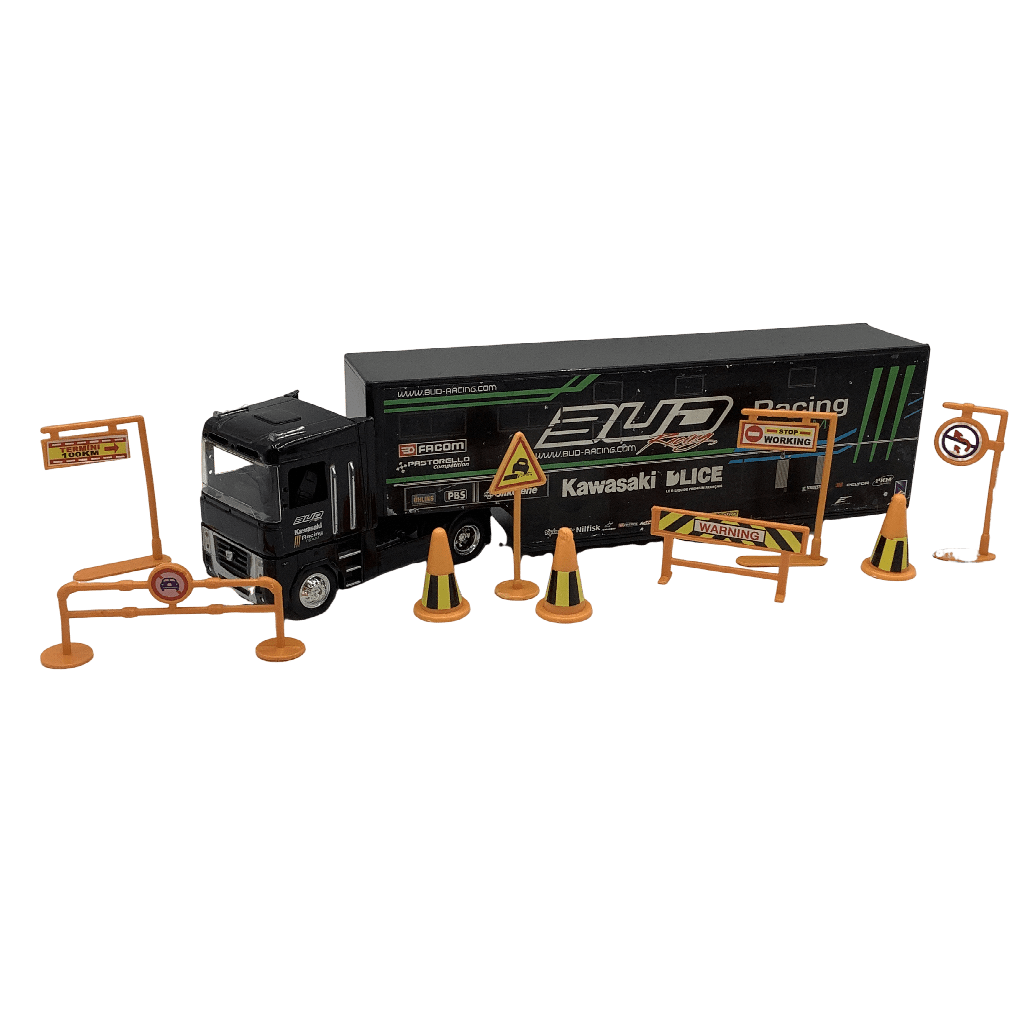 Camion de course 35cm et panneaux de signalisations - KIDIBAM