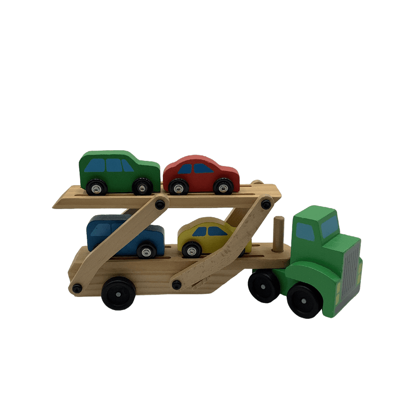 Camion transporteur avec 4 voitures en bois - KIDIBAM