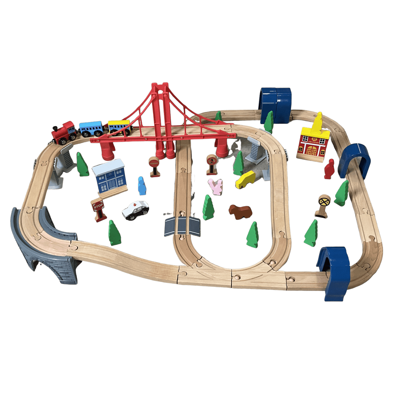 Circuit train en bois et ses accessoires - KIDIBAM