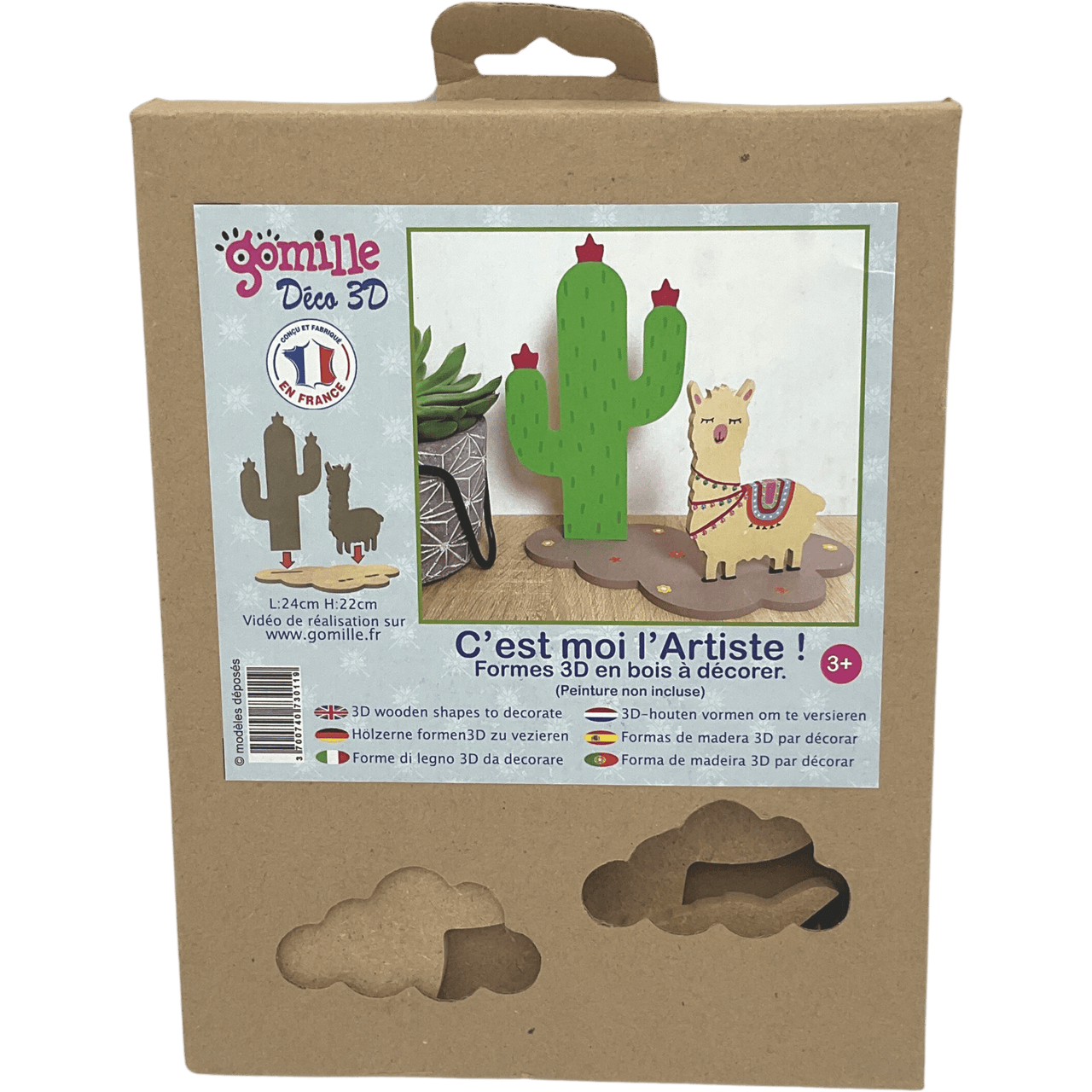 Décoration 3D en bois Lama et cactus - KIDIBAM