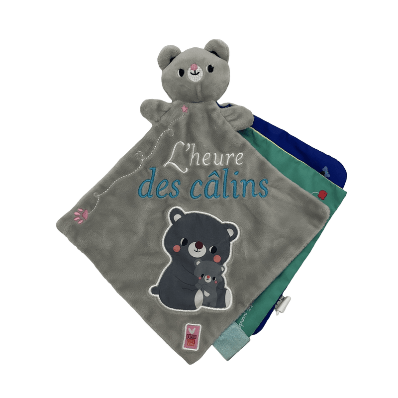 Doudou livre Ours gris L'heure des câlins - KIDIBAM