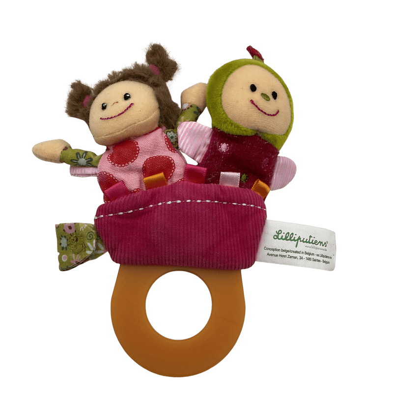 Doudou marionette hochet et anneau de dentition 16 cm - KIDIBAM