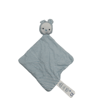 Doudou Ours plat rayures bleu - KIDIBAM