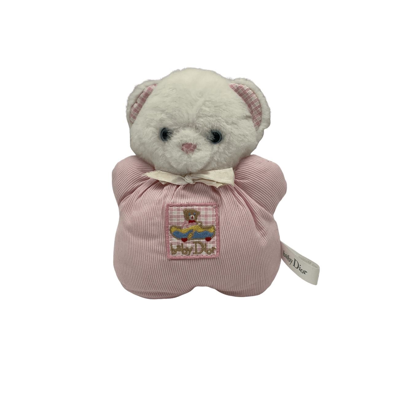 Doudou Peluche ours blanc rose 18cm - KIDIBAM