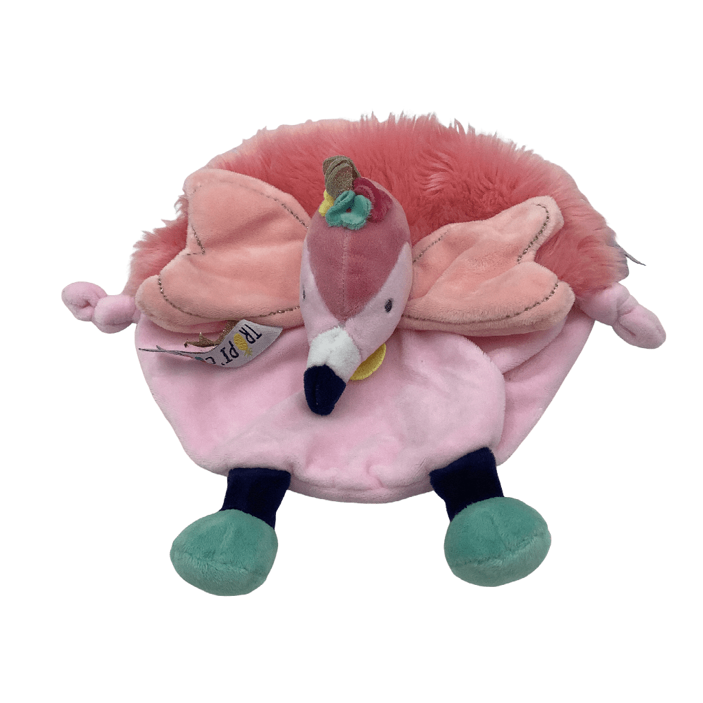 Doudou plat Flamant rose Tropicool - KIDIBAM