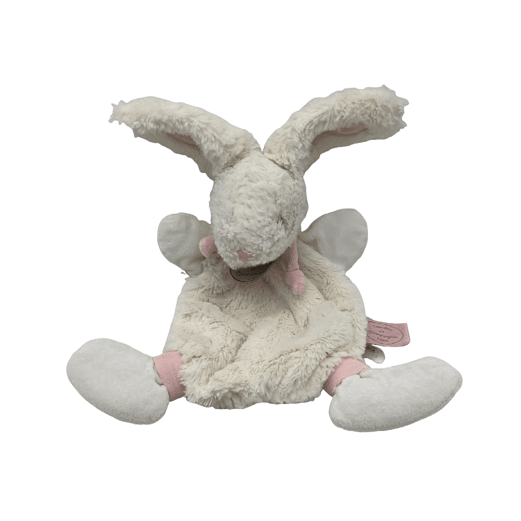 Doudou plat Lapin Bonbon Rose - KIDIBAM