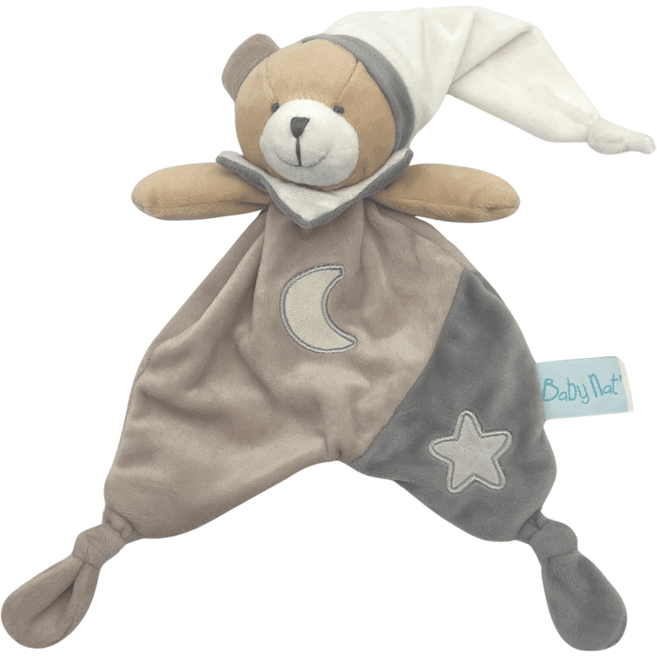 Doudou plat Ours gris Les luminescents 27cm - KIDIBAM