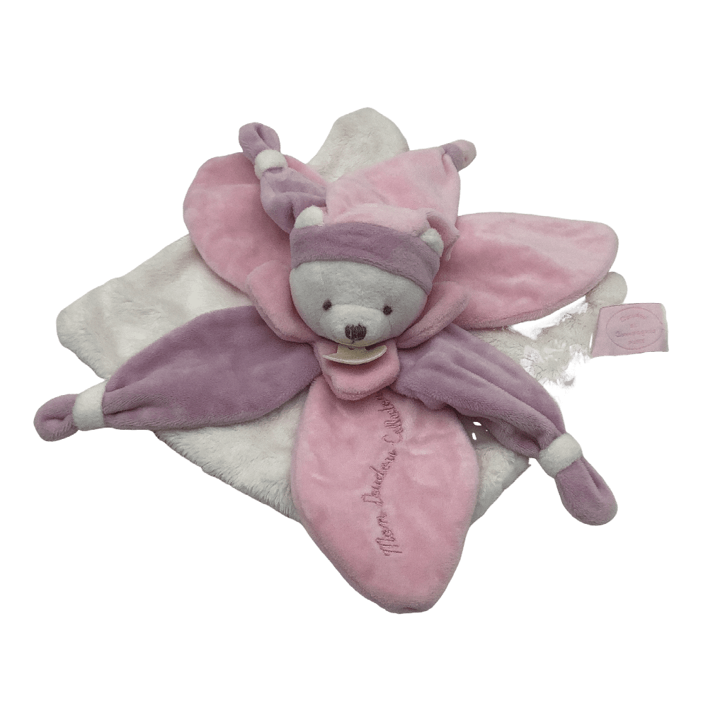 Doudou plat Ours Pétales Rose - KIDIBAM