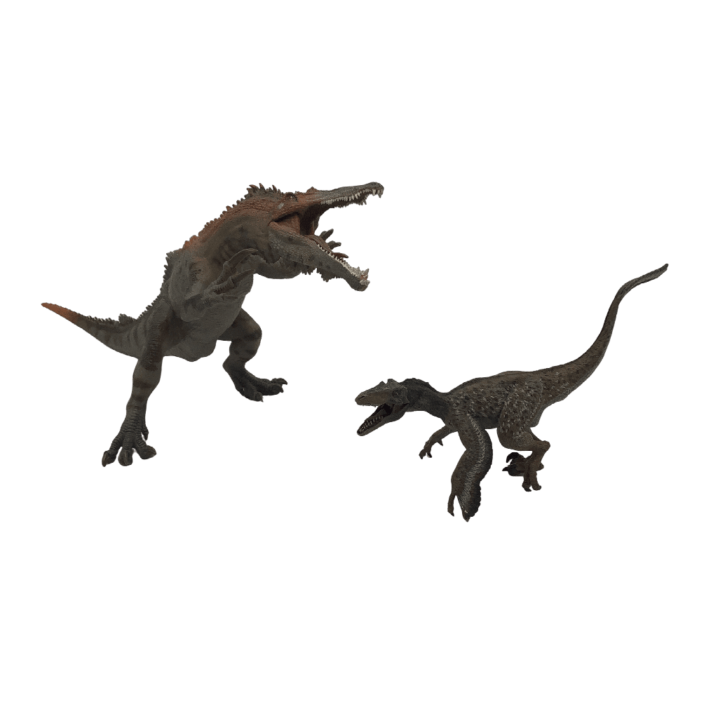 Figurines Baryonyx L32cm et Vélociraptors à plumes L19cm - KIDIBAM