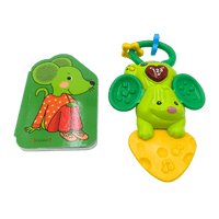 Hochet et livre souris verte - KIDIBAM
