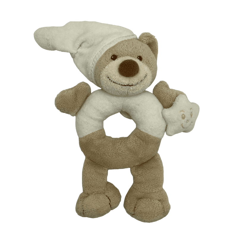 Hochet peluche ours beige étoile 16cm - KIDIBAM