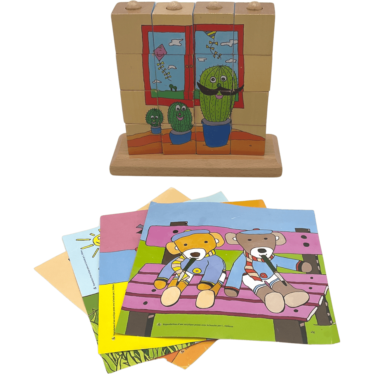 Jeu de 4 puzzles cubes en bois - KIDIBAM