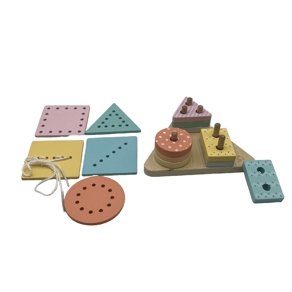 Jeu de laçage et d'empilage en bois - KIDIBAM