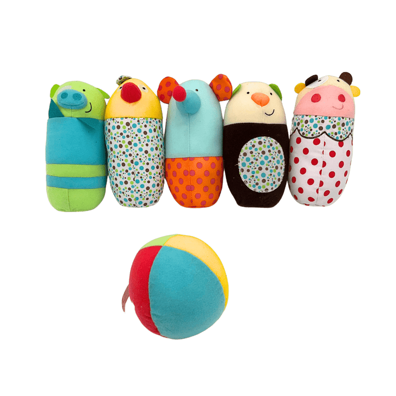 Jeu de quilles peluche animaux et sa balle grelot - KIDIBAM