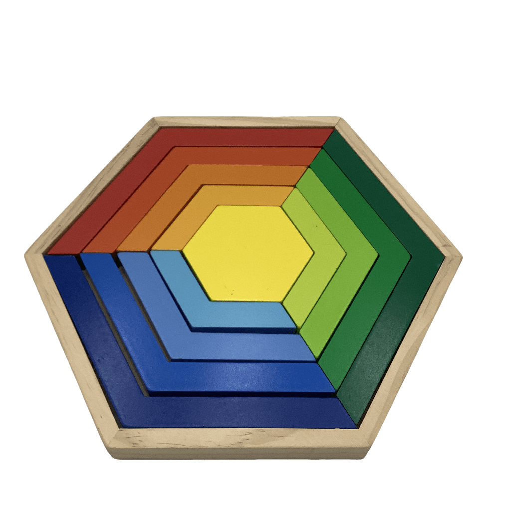 Jeux d'emboîtement hexagonal arc - en - ciel - KIDIBAM