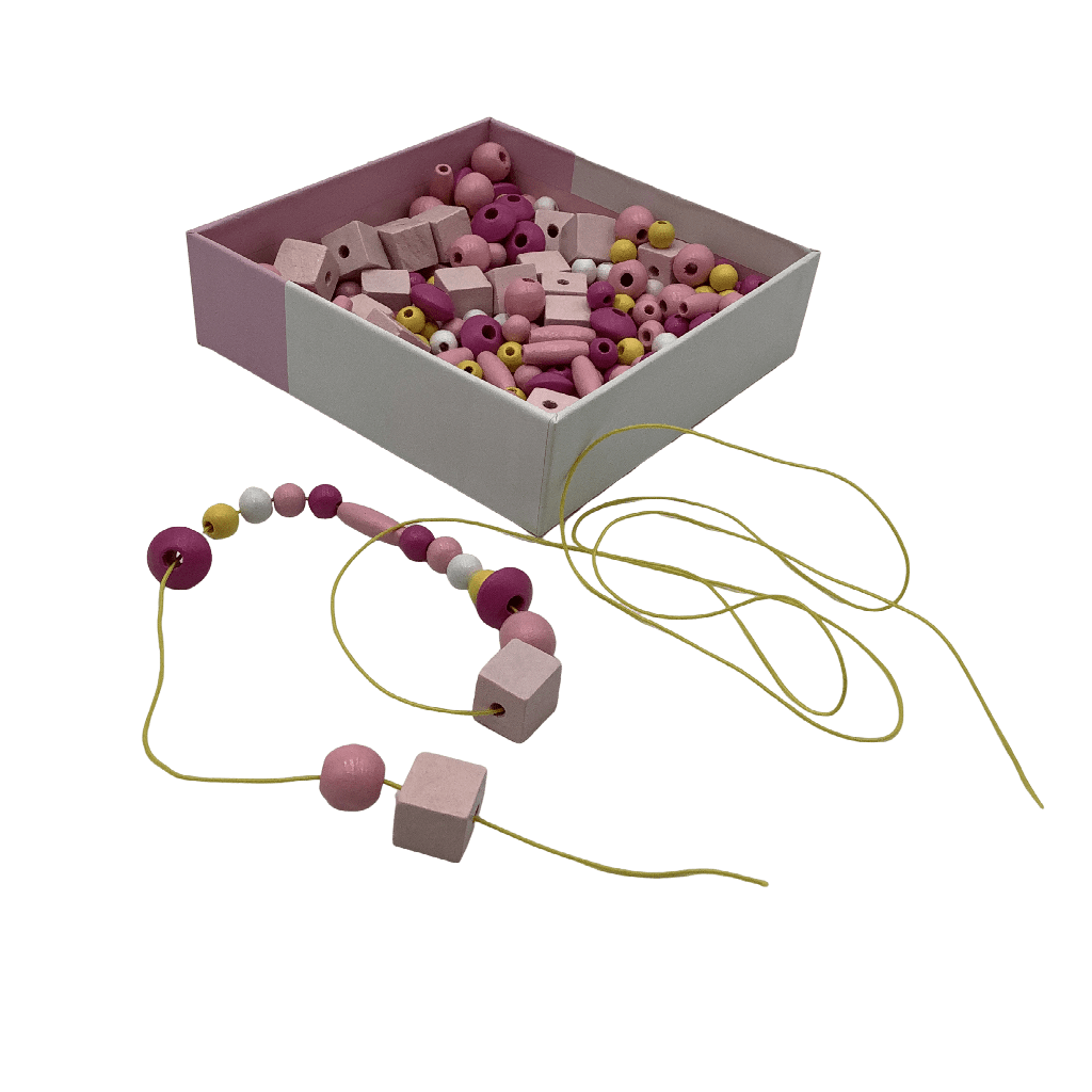 Kit de perles en bois roses - KIDIBAM