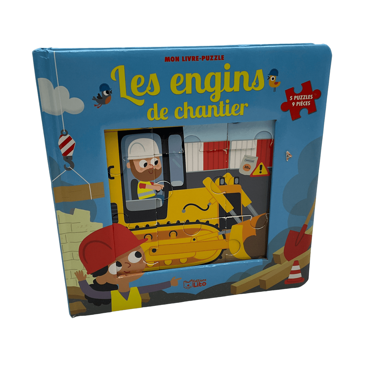 Livre 5 puzzles de 9 pièces Les engins de chantier - KIDIBAM