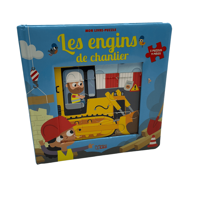 Livre 5 puzzles de 9 pièces Les engins de chantier - KIDIBAM