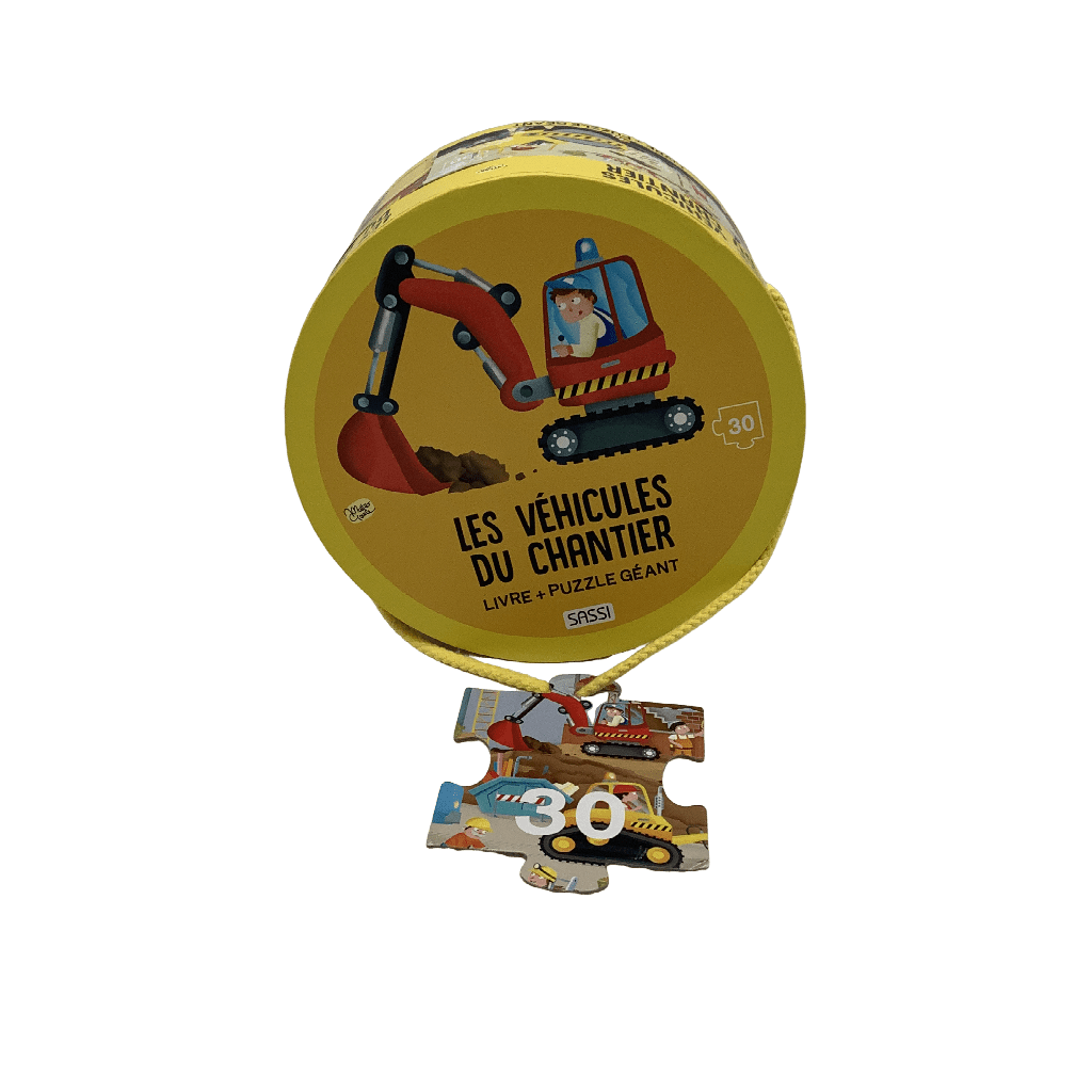 Livre + Puzzle 30 pièces Les véhicules du chantier - KIDIBAM