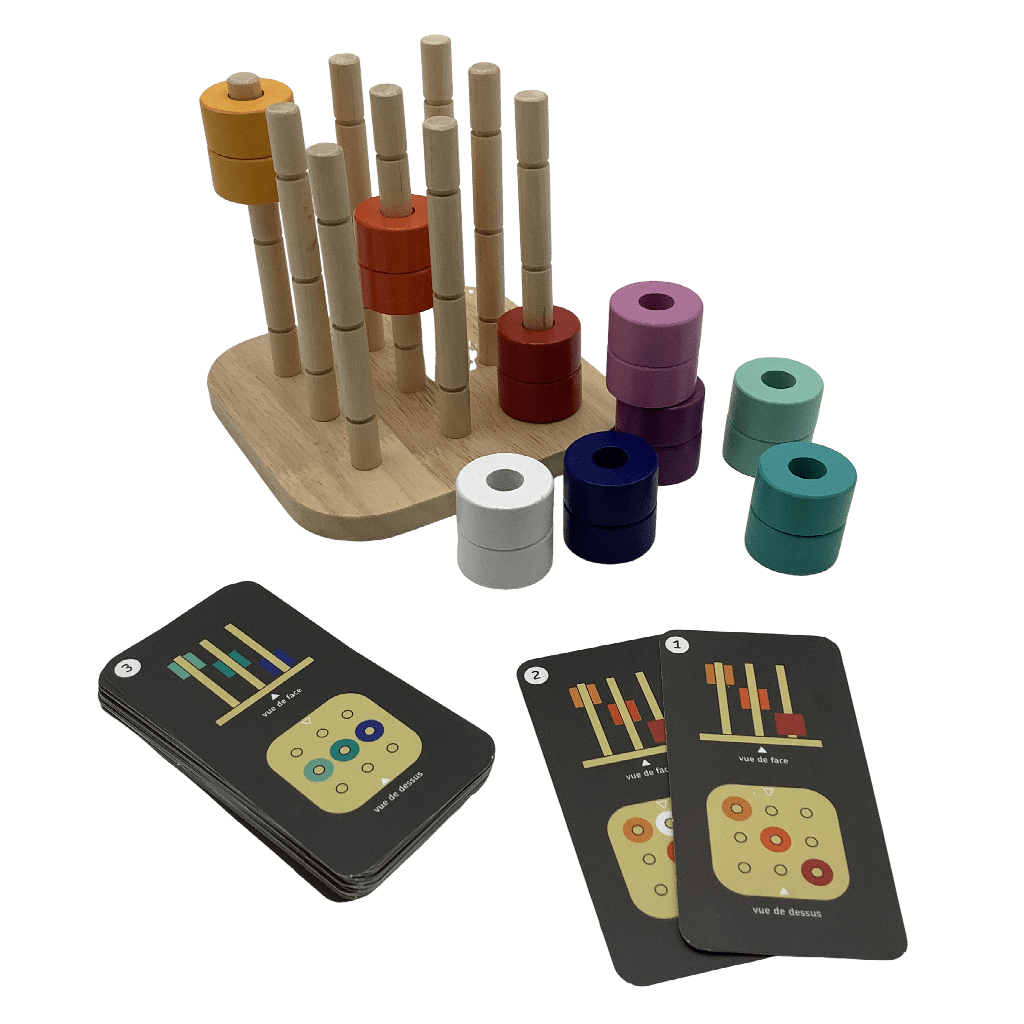 Logique en 3D - Anneaux en bois à empiler - KIDIBAM