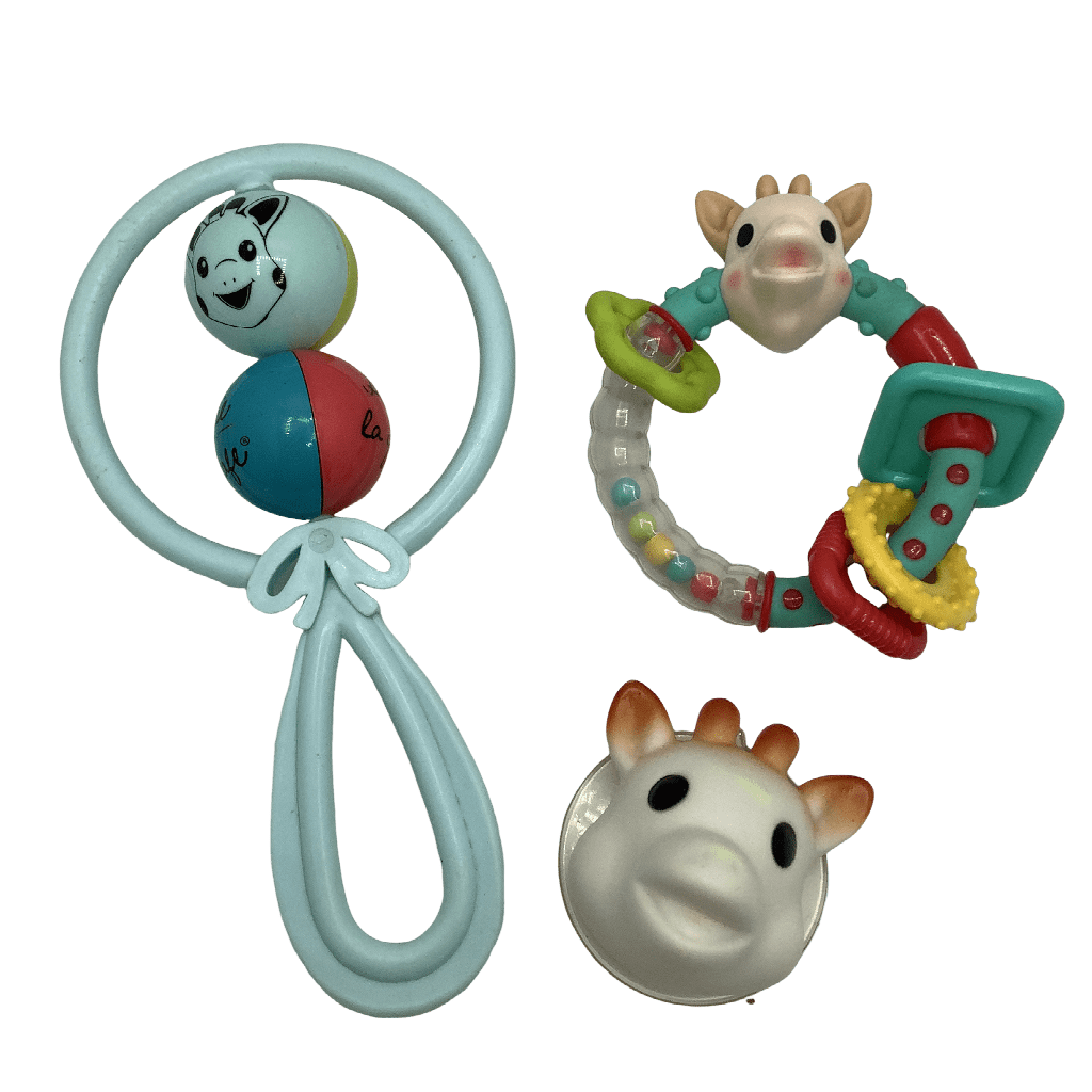 Lot de 2 hochets et une ventouse de bain Sophie La Girafe - KIDIBAM