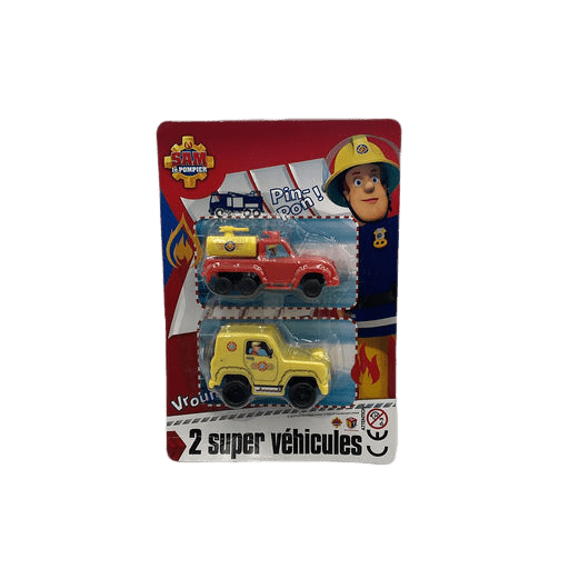 Lot de 2 petites voitures en plastique Sam Le Pompier - KIDIBAM