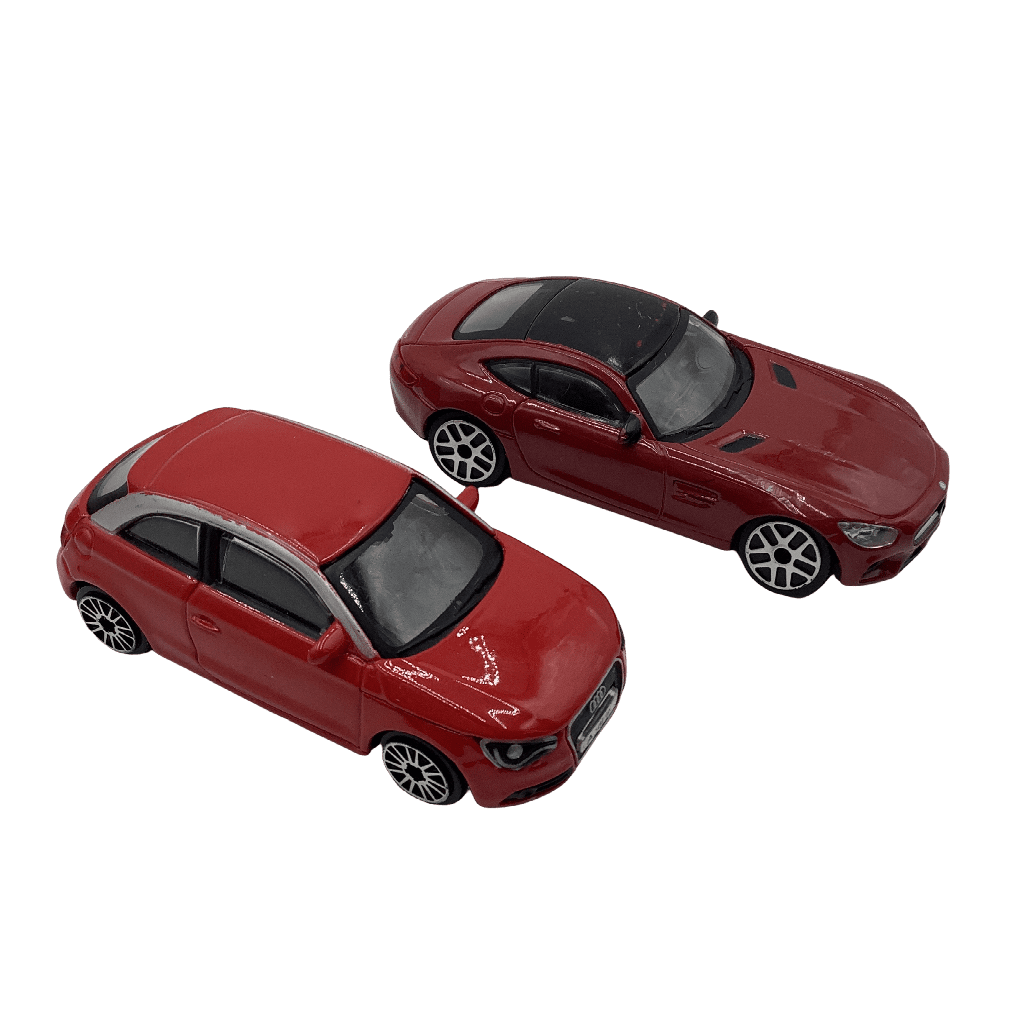 Lot de 2 voitures rouges Audi et Mercedes 10cm - KIDIBAM