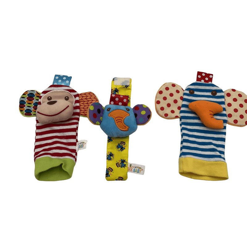 Lot de 3 hochets marionnettes bébé en tissu - KIDIBAM