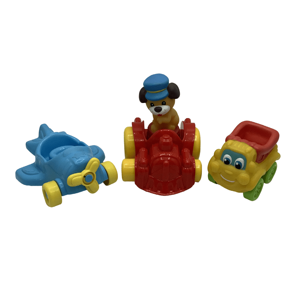 Lot de 3 véhicules avion wagon et camion 10cm - KIDIBAM