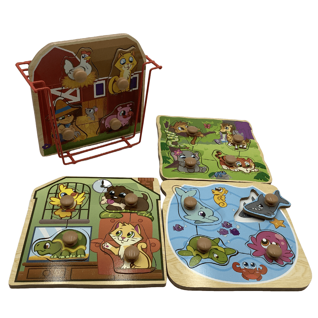 Lot de 4 puzzles à boutons encastrables Animaux - KIDIBAM
