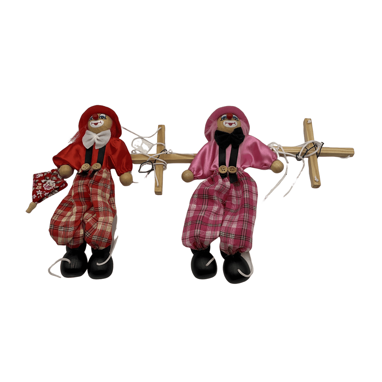 Marionnette clown 27cm (rose ou rouge) - KIDIBAM