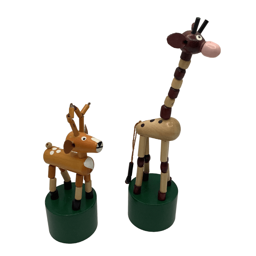 Marionnettes à pousser en bois girafe et cerf - KIDIBAM