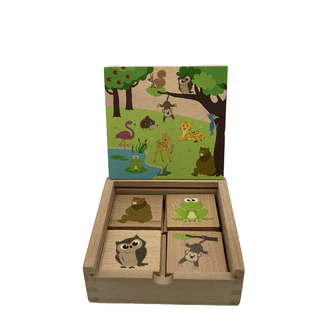 Memory en Bois - Les animaux de la forêt et de la jungle - KIDIBAM