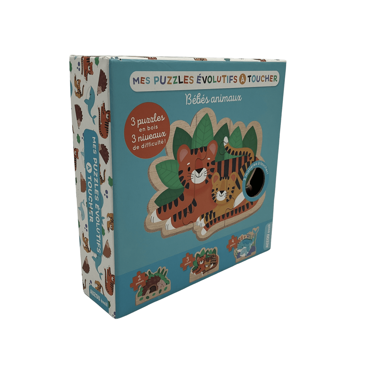 Mes puzzles évolutifs à toucher - Bébés animaux - KIDIBAM