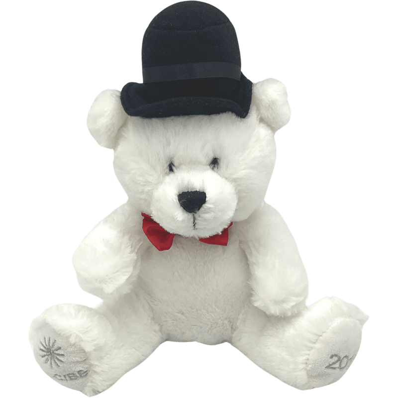 Ourson blanc et chapeau melon 30 cm - KIDIBAM