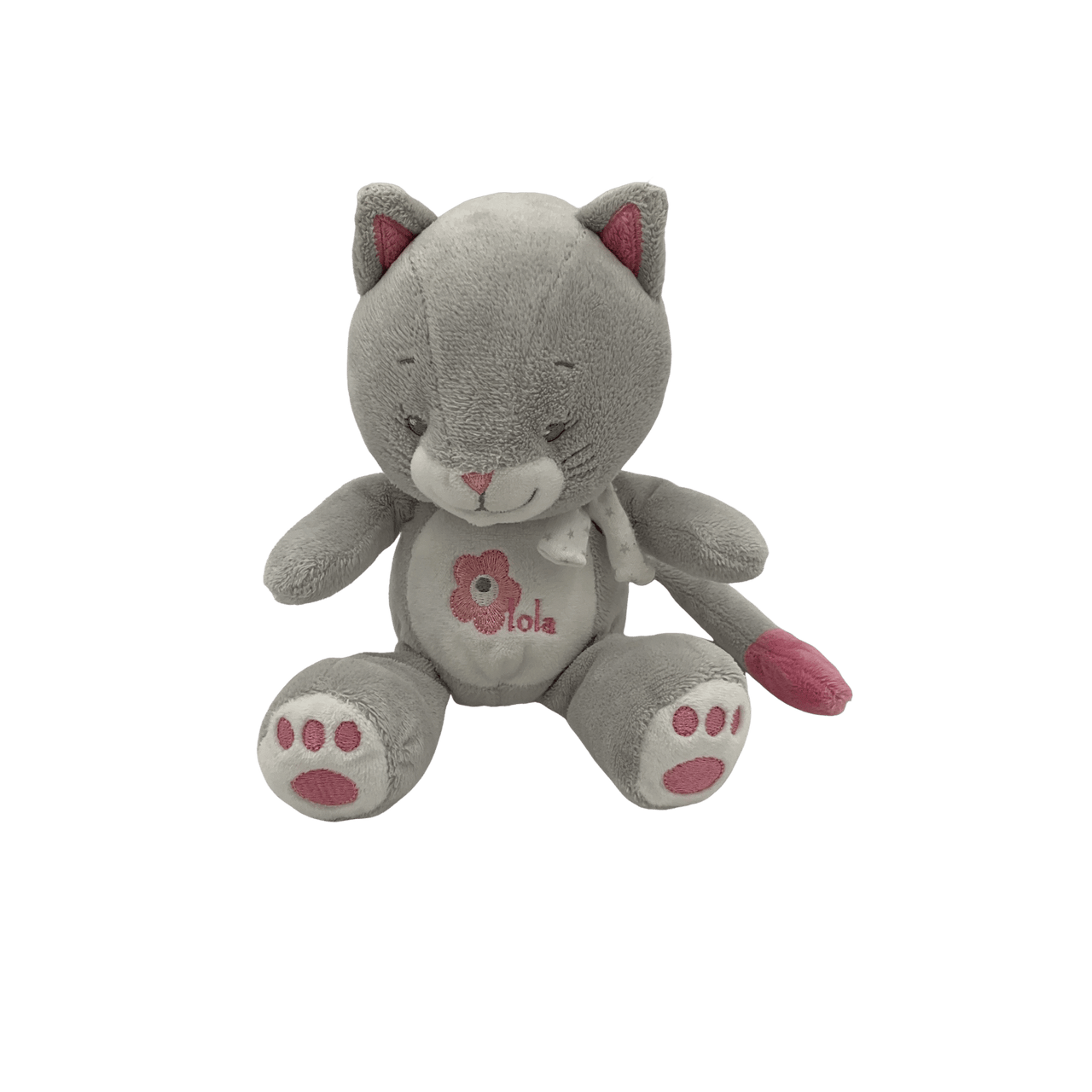 Peluche chat gris rose Lola 20cm - KIDIBAM