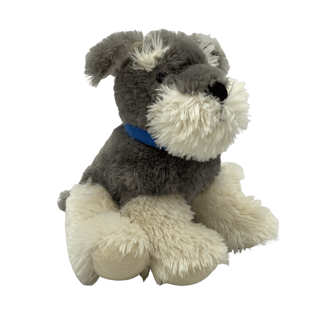 Peluche chien gris avec collier bleu 30cm - KIDIBAM