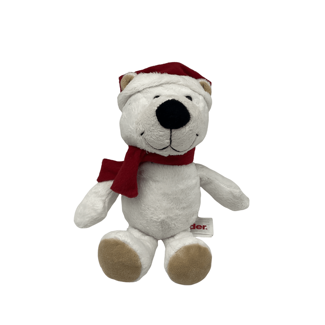 Peluche Doudou Ours Père Noël Blanc bonnet rouge 23cm - KIDIBAM