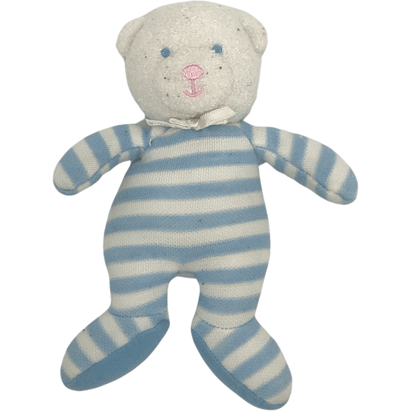 Petit Ourson hochet Luminou bleu rayé blanc 17 cm - KIDIBAM