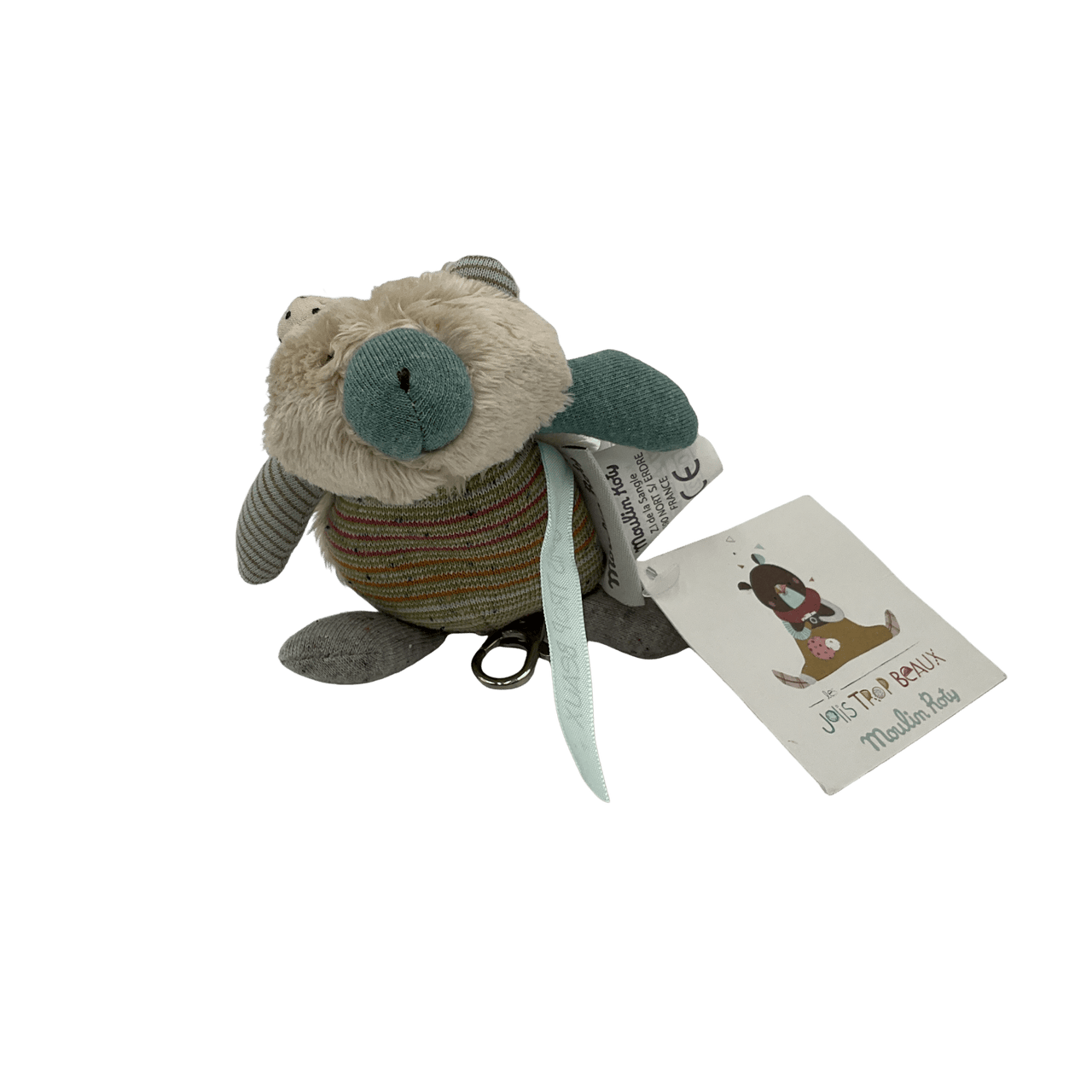 Porte clé Ours crème Les Jolis Trop Beaux 12cm - KIDIBAM